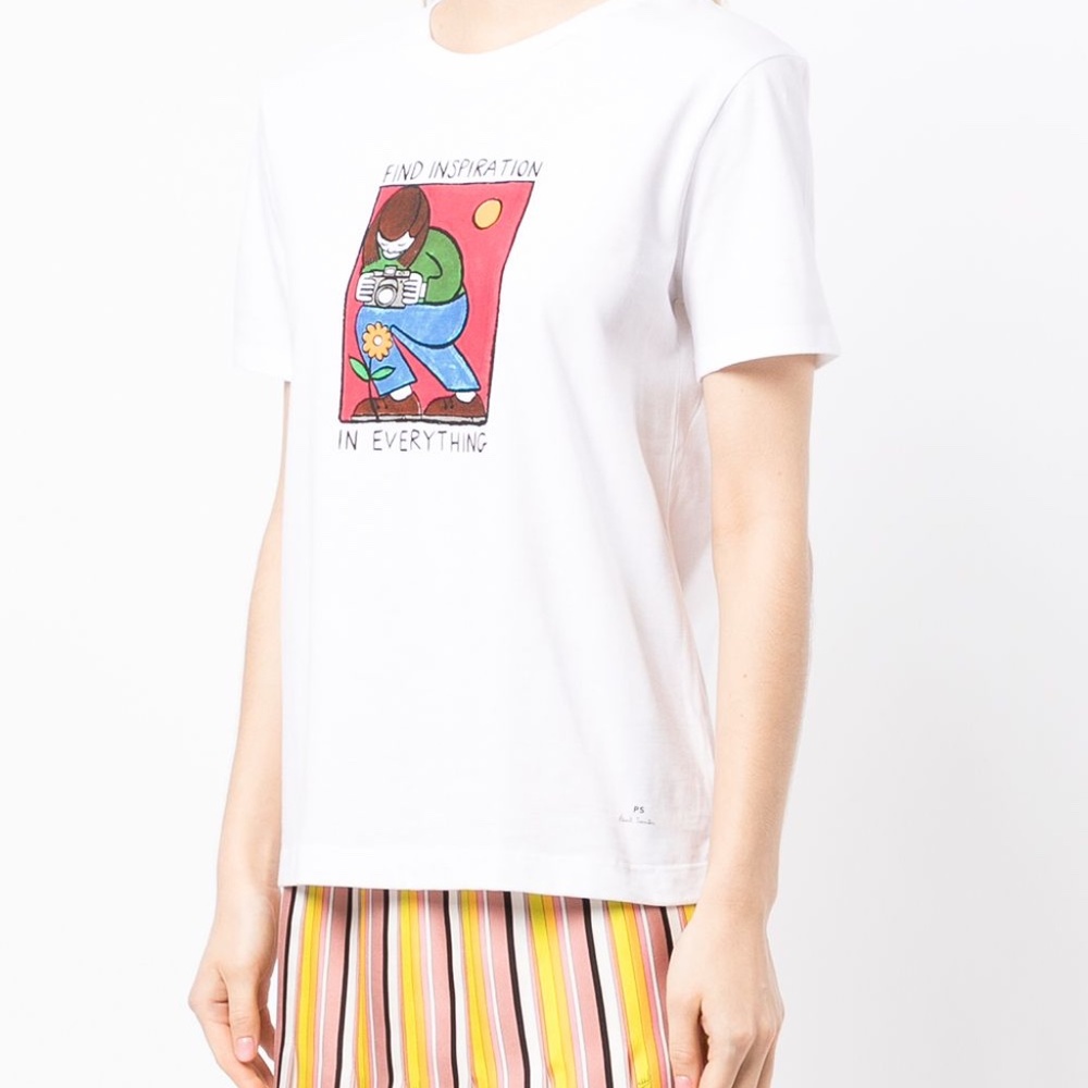 NWT Paul Smith Women's 'Find Inspiration In Everything' organic cotton T-Shirt